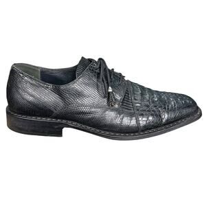 Vintage Slick Exotica Men’s Black Crocodile Leather Lace Up Oxford Size US 10